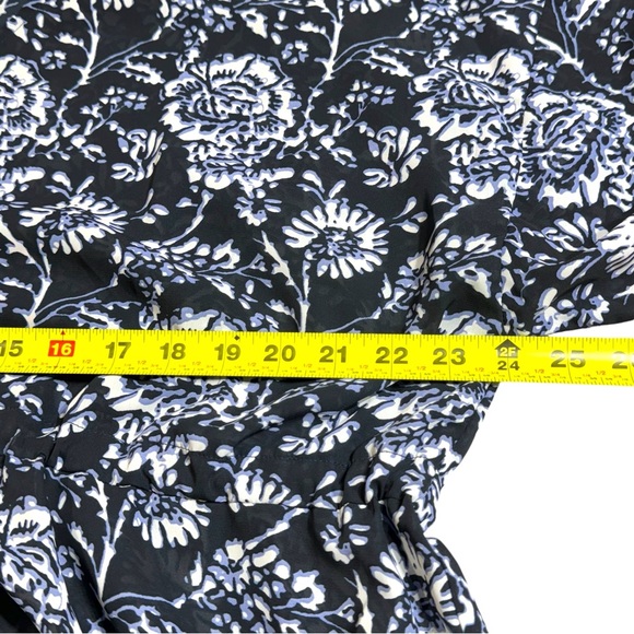 Ellos Cover-Up M Navy Black V-Neck Sleeves Drawstring Pool Summer Beach Floral - Picture 6 of 8